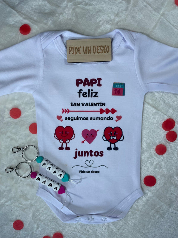 Pack san valentín body y dos llaveros