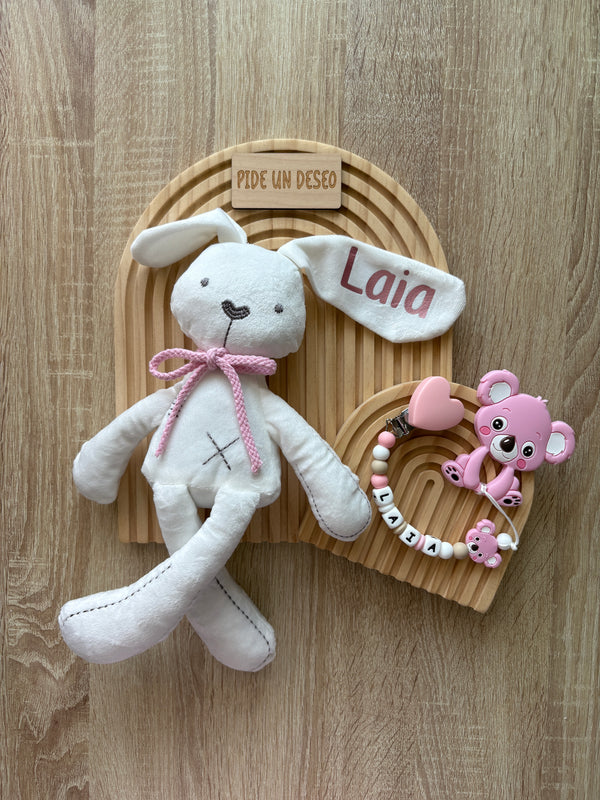 Muñeco de apego y chupetero con mordedor koala rosa