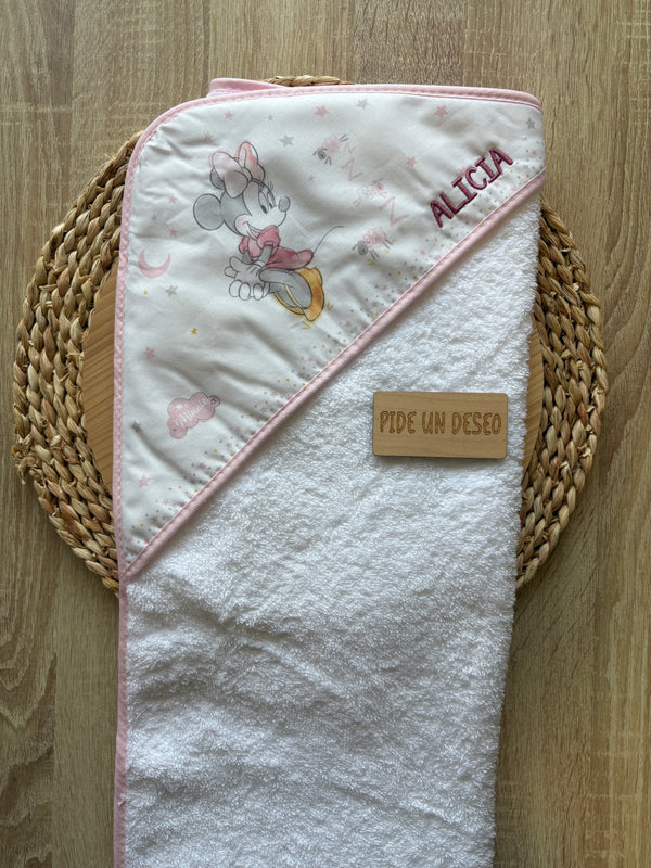 Capa de baño personalizada Minnie Mousse rosa