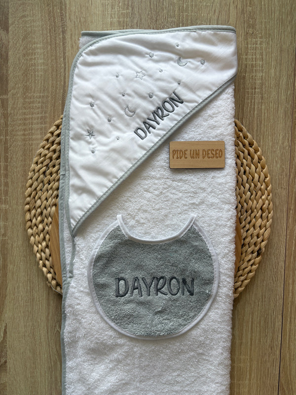 Capa de baño personalizada estrellas gris